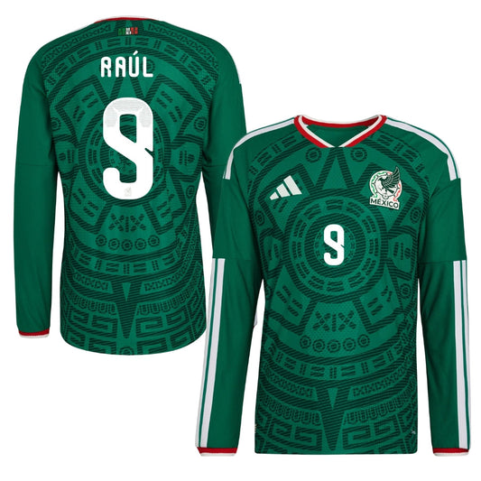 Mexico Home RAÚL 9 Authentic Player Long Sleeve Shirt 2026 World Cup